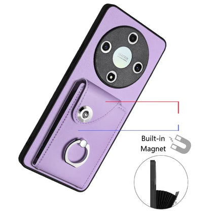 YB Leather Coating Series-7 for Honor X9b 5G / Magic6 Lite 5G Case Card Holder Protective Shell