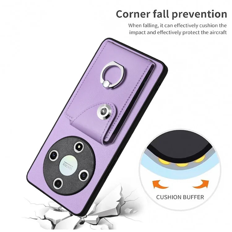 YB Leather Coating Series-7 for Honor X9b 5G / Magic6 Lite 5G Case Card Holder Protective Shell
