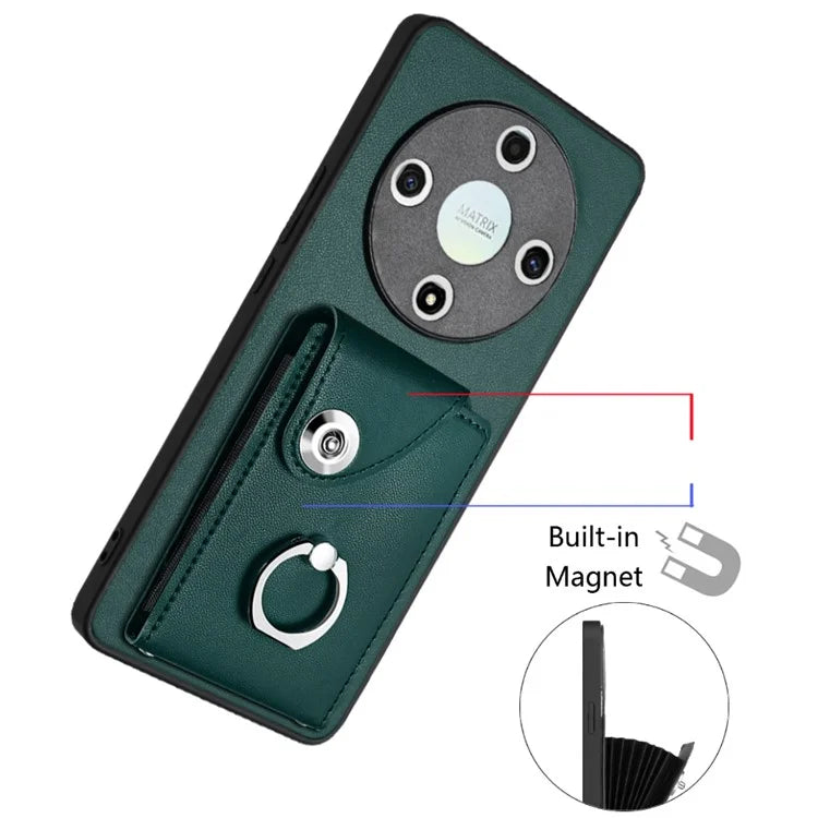 YB Leather Coating Series-7 for Honor X9b 5G / Magic6 Lite 5G Case Card Holder Protective Shell
