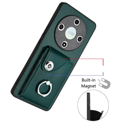 YB Leather Coating Series-7 for Honor X9b 5G / Magic6 Lite 5G Case Card Holder Protective Shell