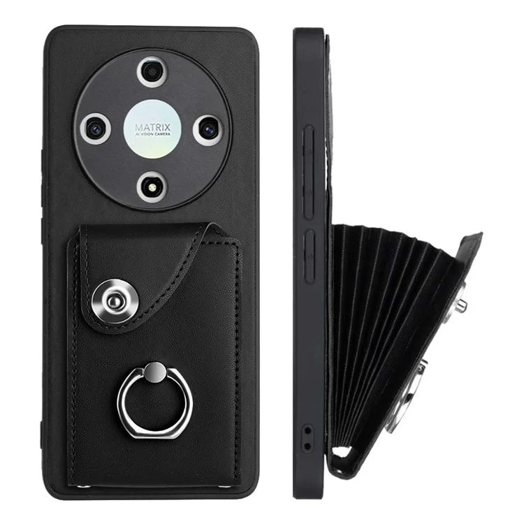 YB Leather Coating Series-7 for Honor X9b 5G / Magic6 Lite 5G Case Card Holder Protective Shell