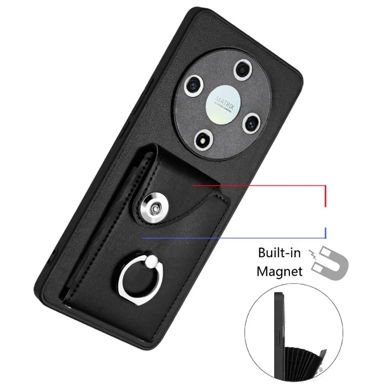 YB Leather Coating Series-7 for Honor X9b 5G / Magic6 Lite 5G Case Card Holder Protective Shell