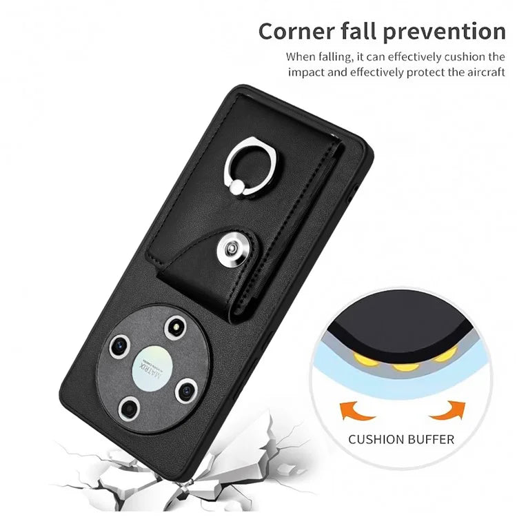 YB Leather Coating Series-7 for Honor X9b 5G / Magic6 Lite 5G Case Card Holder Protective Shell