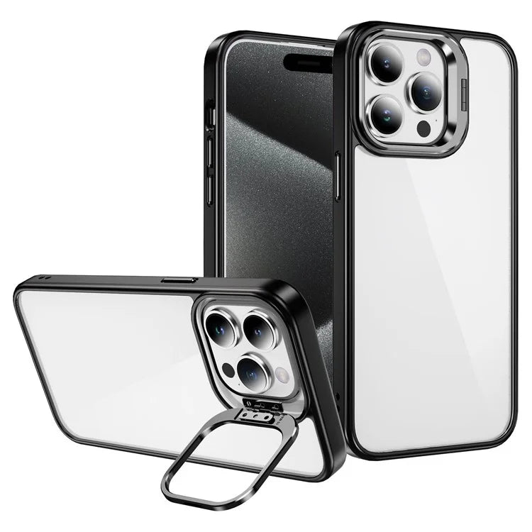 For iPhone 13 Pro Max Phone Case TPU+Acrylic Camera Kickstand Shockproof Cover