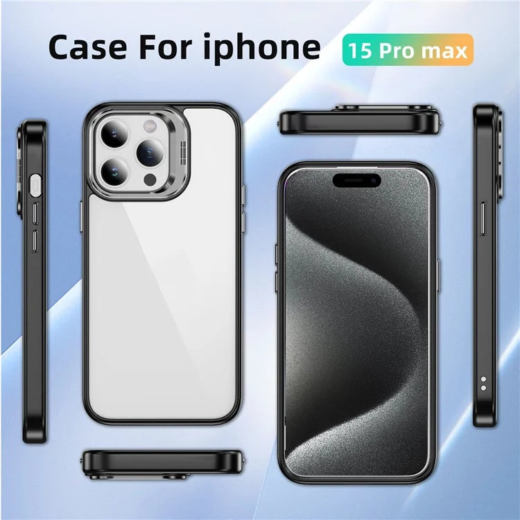 For iPhone 13 Pro Max Phone Case TPU+Acrylic Camera Kickstand Shockproof Cover