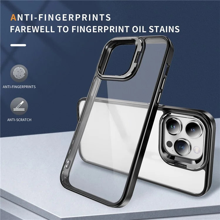 For iPhone 13 Pro Max Phone Case TPU+Acrylic Camera Kickstand Shockproof Cover