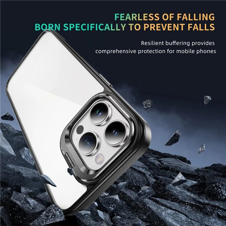 For iPhone 13 Pro Max Phone Case TPU+Acrylic Camera Kickstand Shockproof Cover