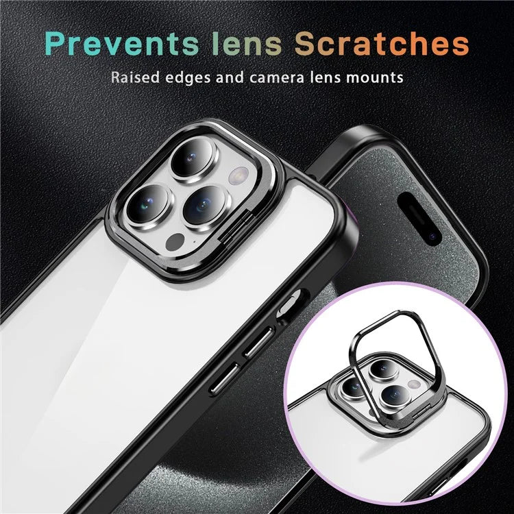 For iPhone 13 Pro Max Phone Case TPU+Acrylic Camera Kickstand Shockproof Cover