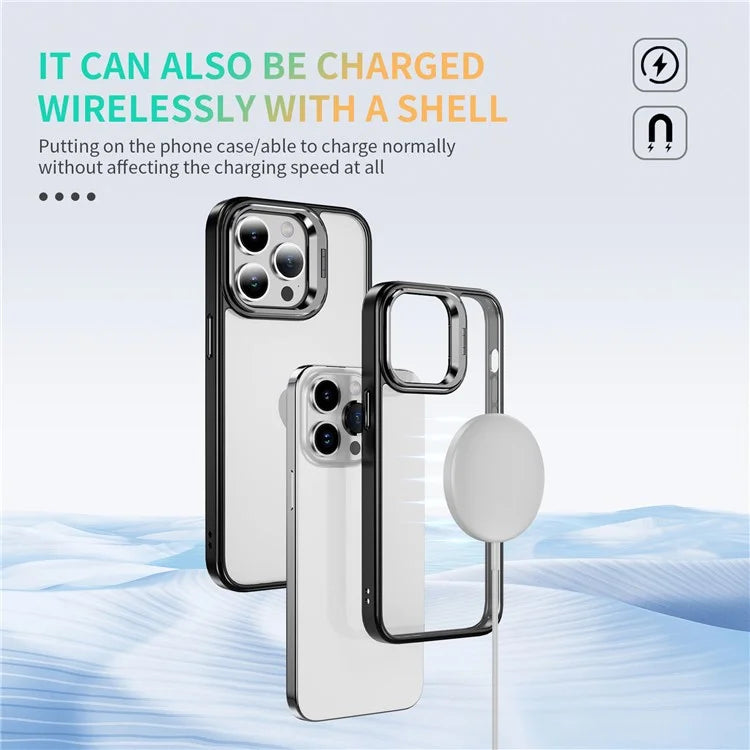 For iPhone 13 Pro Max Phone Case TPU+Acrylic Camera Kickstand Shockproof Cover