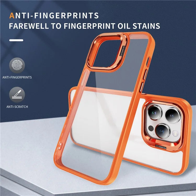 For iPhone 13 Pro Max Phone Case TPU+Acrylic Camera Kickstand Shockproof Cover