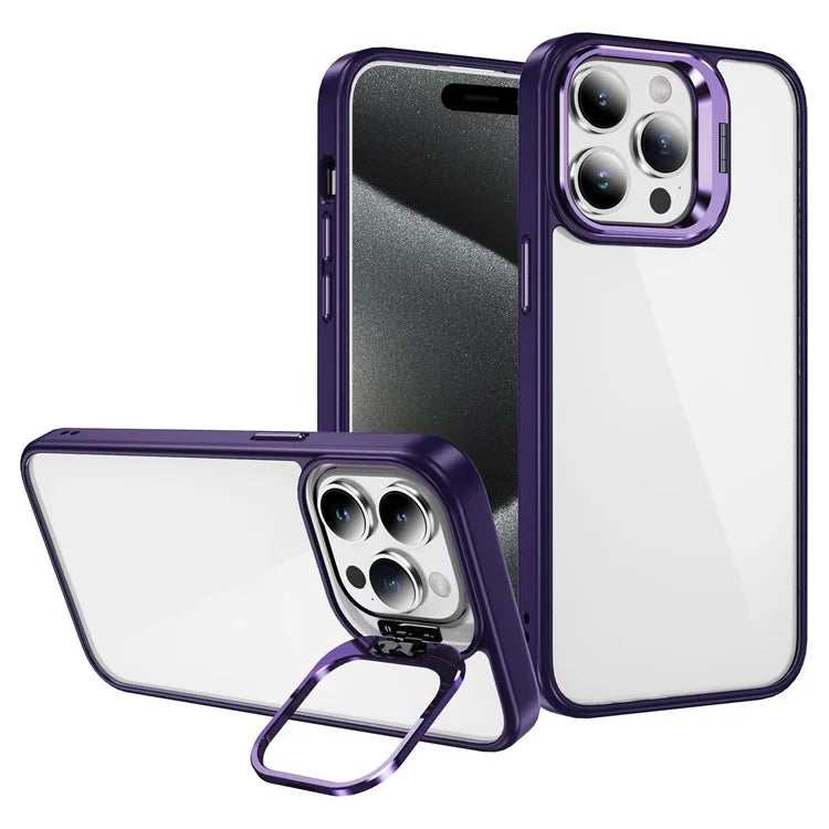 For iPhone 13 Pro Max Phone Case TPU+Acrylic Camera Kickstand Shockproof Cover