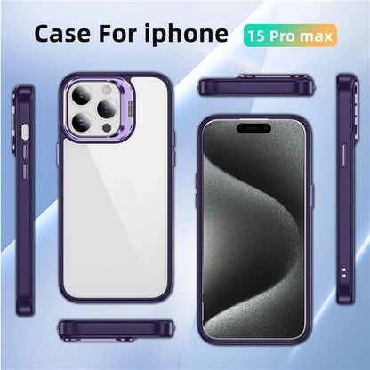 For iPhone 13 Pro Max Phone Case TPU+Acrylic Camera Kickstand Shockproof Cover