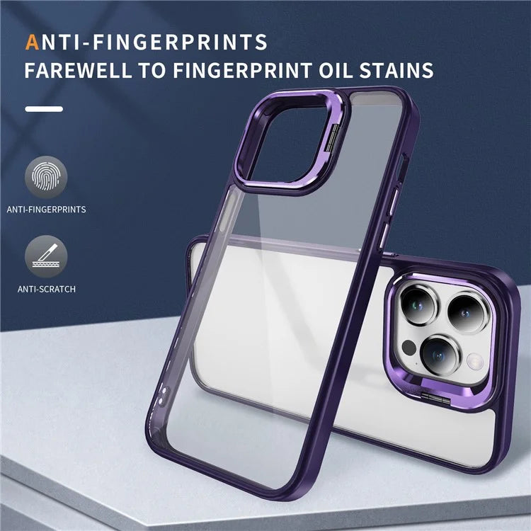 For iPhone 13 Pro Max Phone Case TPU+Acrylic Camera Kickstand Shockproof Cover