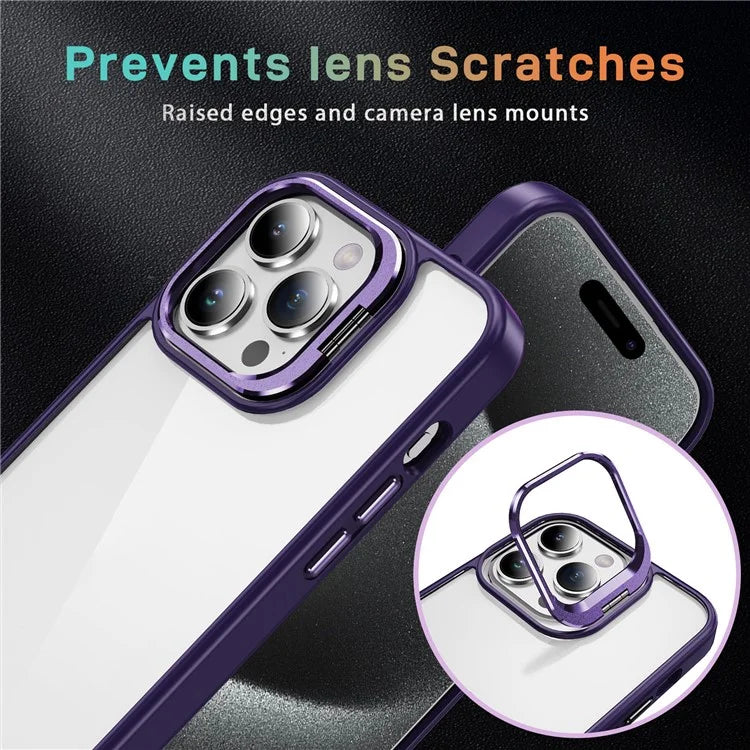 For iPhone 13 Pro Max Phone Case TPU+Acrylic Camera Kickstand Shockproof Cover