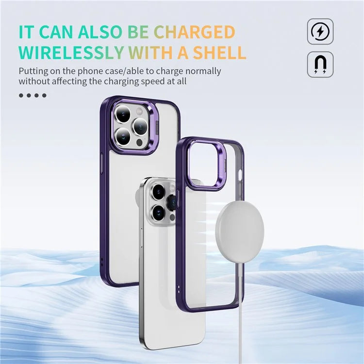 For iPhone 13 Pro Max Phone Case TPU+Acrylic Camera Kickstand Shockproof Cover