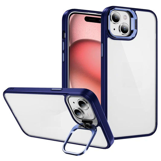 For iPhone 13 / 14 Case TPU+Acrylic Shock-Absorption Phone Cover with Metal Frame
