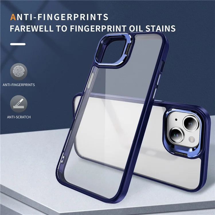 For iPhone 13 / 14 Case TPU+Acrylic Shock-Absorption Phone Cover with Metal Frame