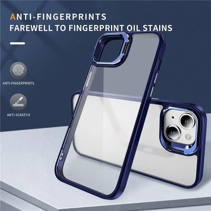 For iPhone 13 / 14 Case TPU+Acrylic Shock-Absorption Phone Cover with Metal Frame