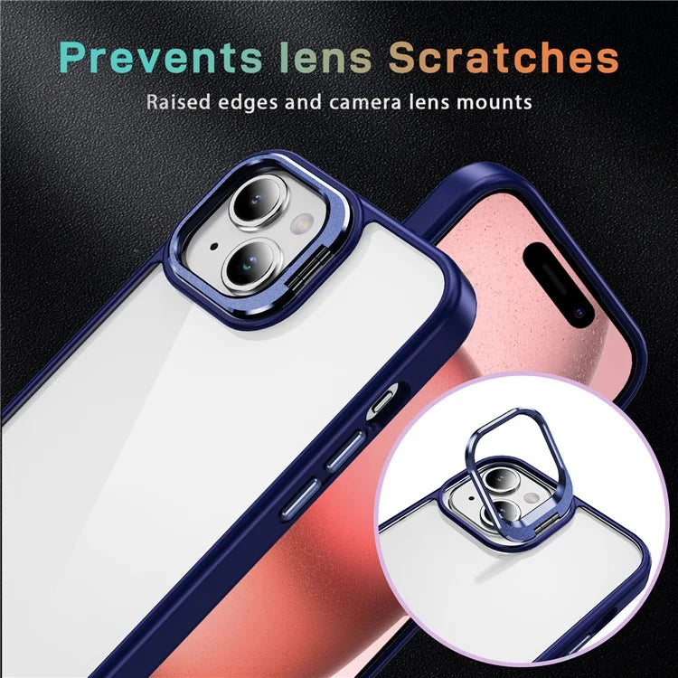 For iPhone 13 / 14 Case TPU+Acrylic Shock-Absorption Phone Cover with Metal Frame