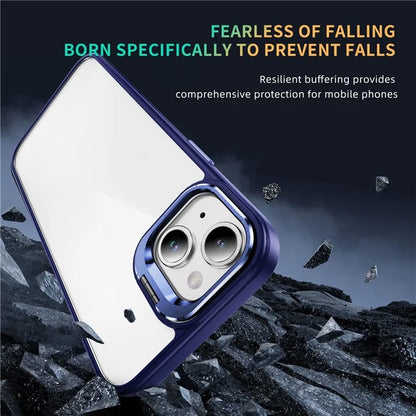 For iPhone 13 / 14 Case TPU+Acrylic Shock-Absorption Phone Cover with Metal Frame