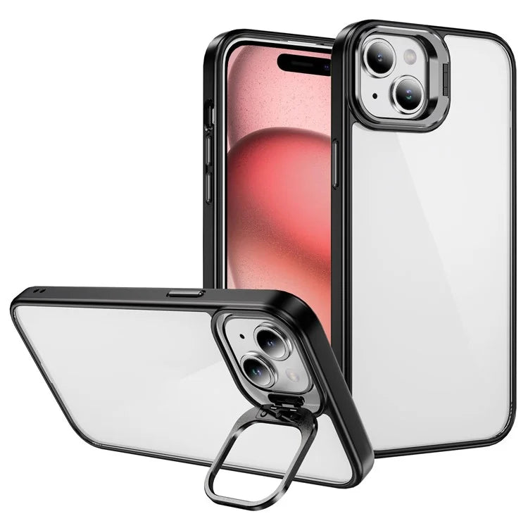 For iPhone 13 / 14 Case TPU+Acrylic Shock-Absorption Phone Cover with Metal Frame
