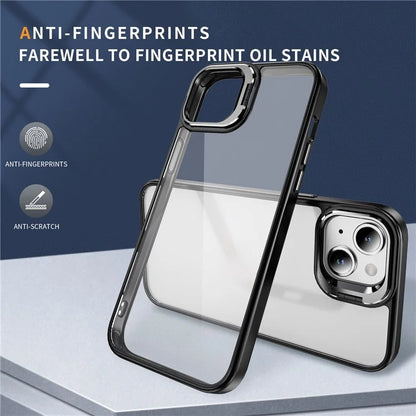 For iPhone 13 / 14 Case TPU+Acrylic Shock-Absorption Phone Cover with Metal Frame