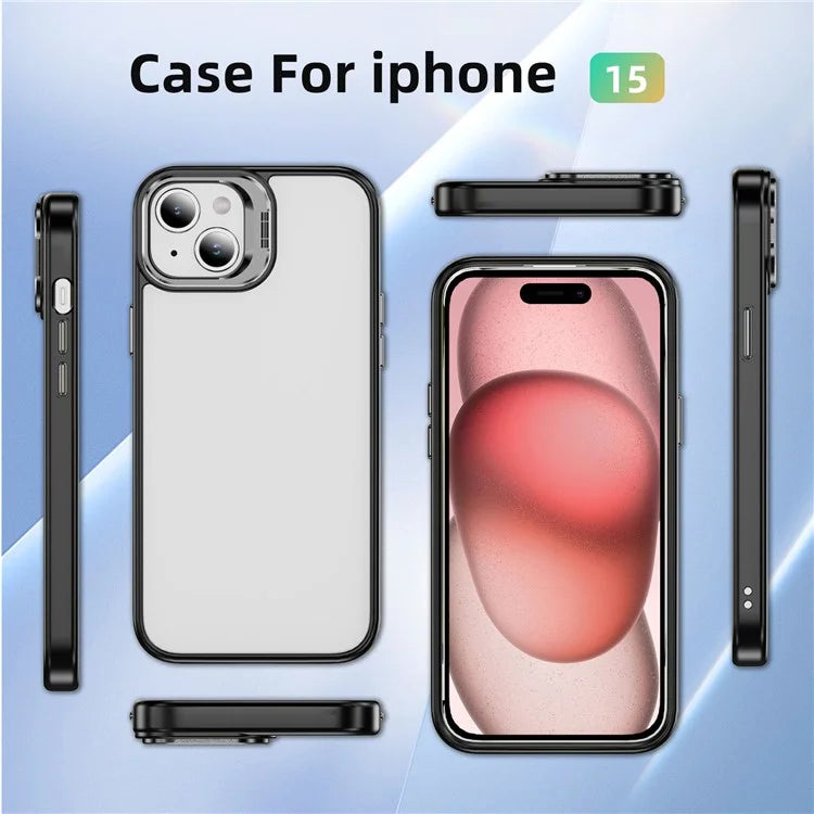 For iPhone 13 / 14 Case TPU+Acrylic Shock-Absorption Phone Cover with Metal Frame