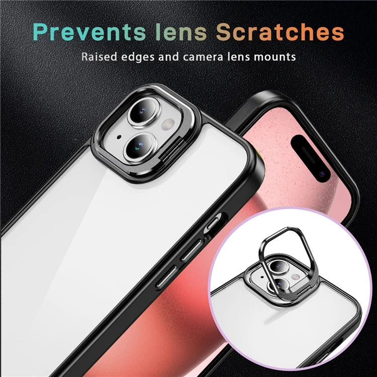 For iPhone 13 / 14 Case TPU+Acrylic Shock-Absorption Phone Cover with Metal Frame