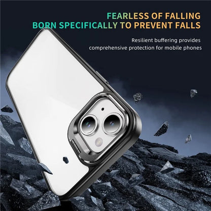 For iPhone 13 / 14 Case TPU+Acrylic Shock-Absorption Phone Cover with Metal Frame