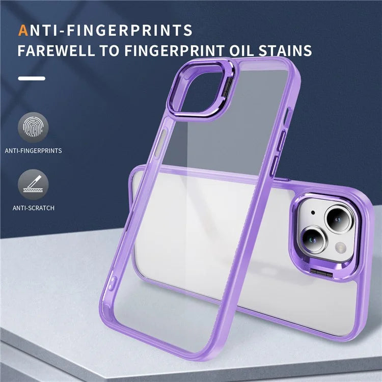 For iPhone 13 / 14 Case TPU+Acrylic Shock-Absorption Phone Cover with Metal Frame
