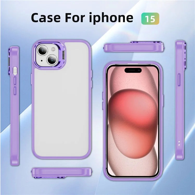 For iPhone 13 / 14 Case TPU+Acrylic Shock-Absorption Phone Cover with Metal Frame