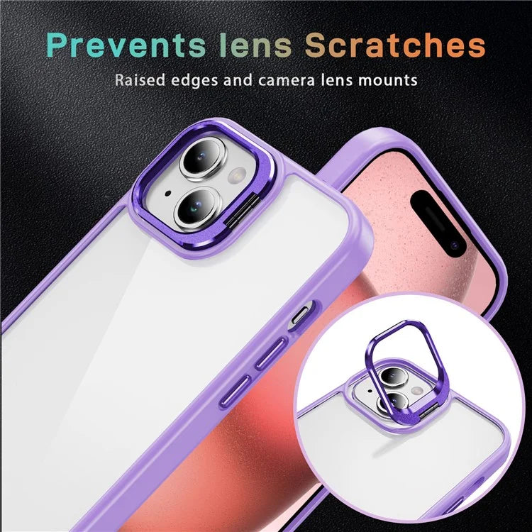 For iPhone 13 / 14 Case TPU+Acrylic Shock-Absorption Phone Cover with Metal Frame