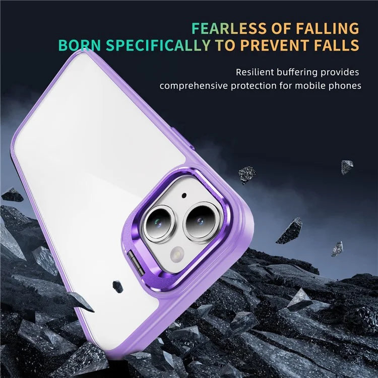 For iPhone 13 / 14 Case TPU+Acrylic Shock-Absorption Phone Cover with Metal Frame