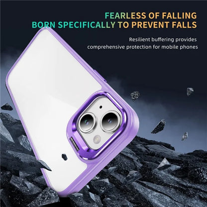 For iPhone 13 / 14 Case TPU+Acrylic Shock-Absorption Phone Cover with Metal Frame