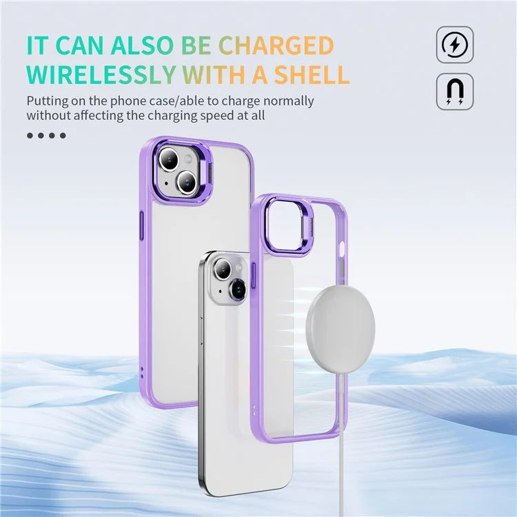 For iPhone 13 / 14 Case TPU+Acrylic Shock-Absorption Phone Cover with Metal Frame
