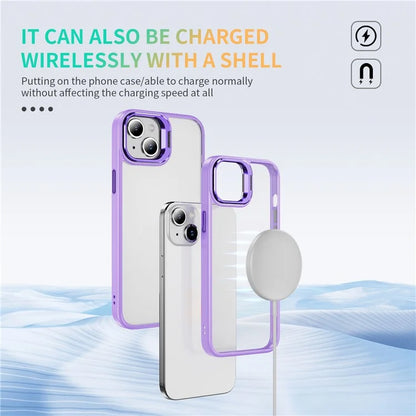 For iPhone 13 / 14 Case TPU+Acrylic Shock-Absorption Phone Cover with Metal Frame