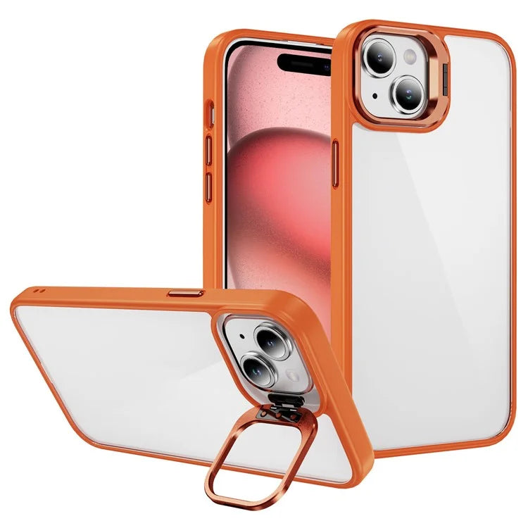 For iPhone 13 / 14 Case TPU+Acrylic Shock-Absorption Phone Cover with Metal Frame