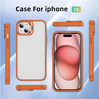 For iPhone 13 / 14 Case TPU+Acrylic Shock-Absorption Phone Cover with Metal Frame