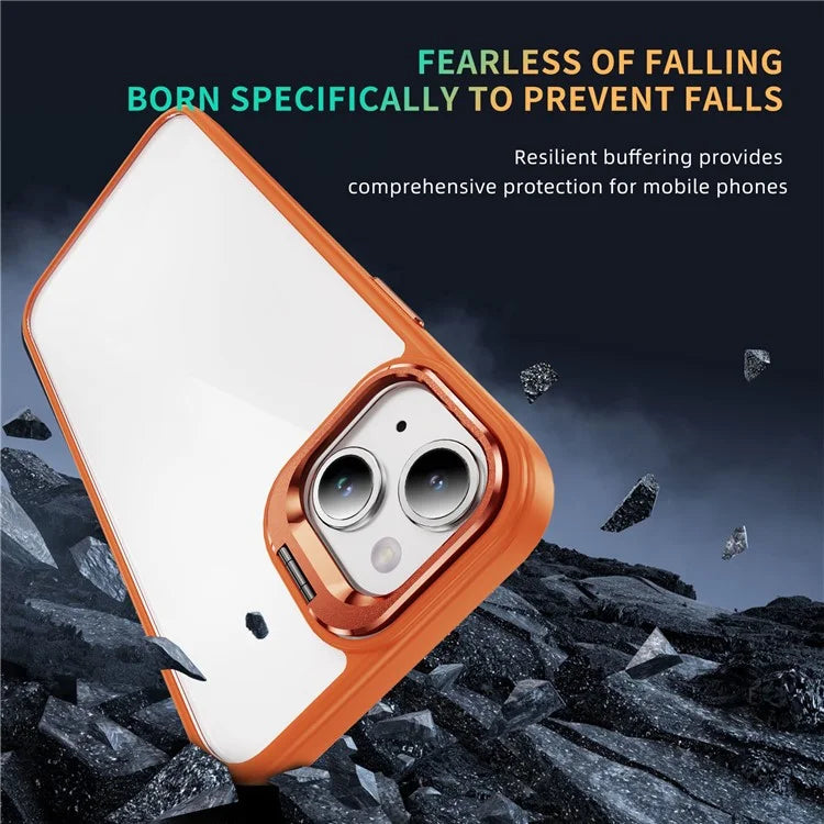 For iPhone 13 / 14 Case TPU+Acrylic Shock-Absorption Phone Cover with Metal Frame