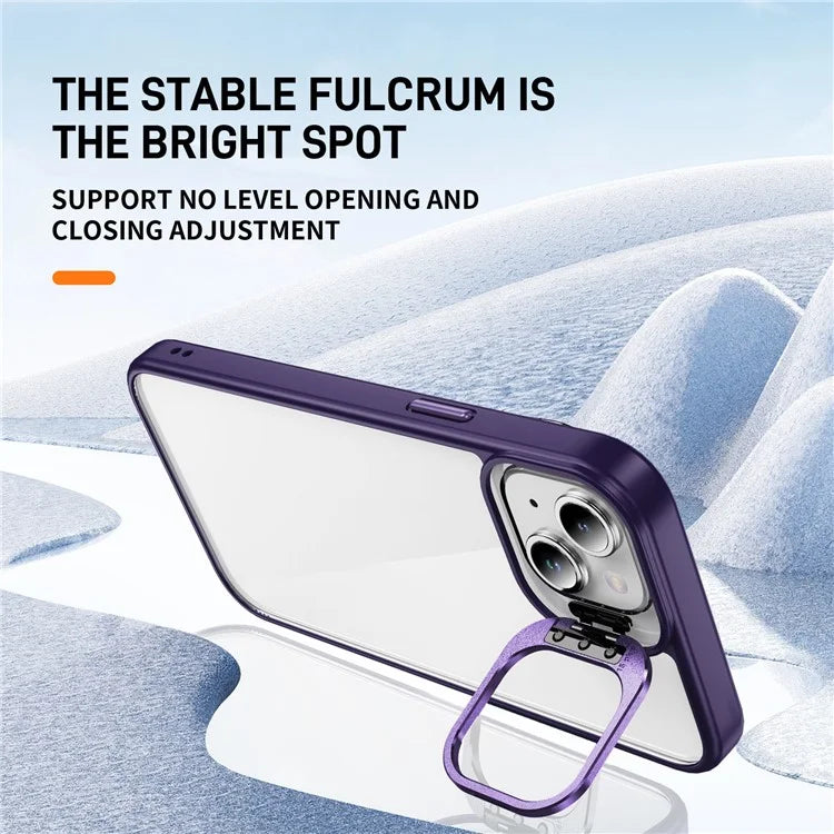 For iPhone 13 / 14 Case TPU+Acrylic Shock-Absorption Phone Cover with Metal Frame