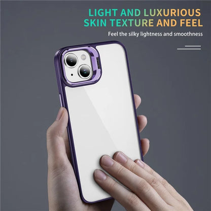 For iPhone 13 / 14 Case TPU+Acrylic Shock-Absorption Phone Cover with Metal Frame