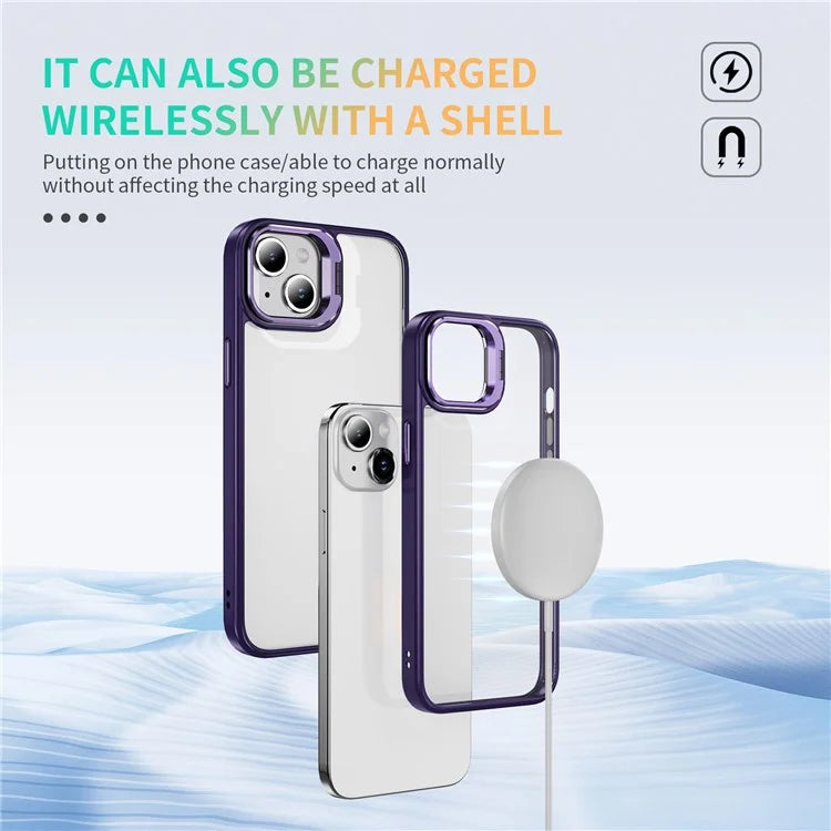 For iPhone 13 / 14 Case TPU+Acrylic Shock-Absorption Phone Cover with Metal Frame