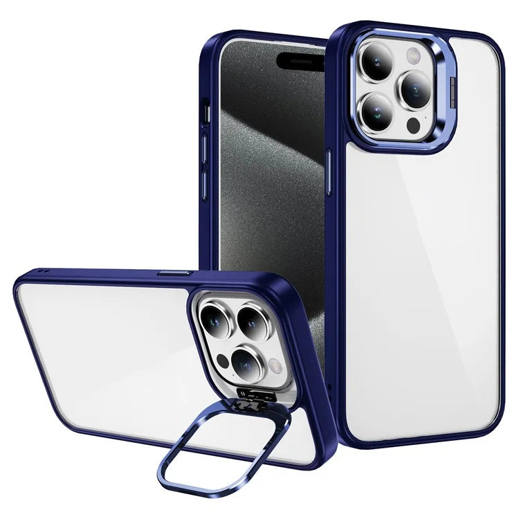 For iPhone 14 Pro Case Lens Frame Kickstand TPU+Acrylic Phone Cover