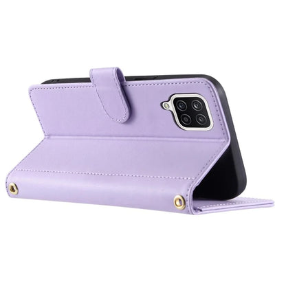 For Samsung Galaxy A12 Case Leather Wallet Flip Phone Cover with Shoulder Strap