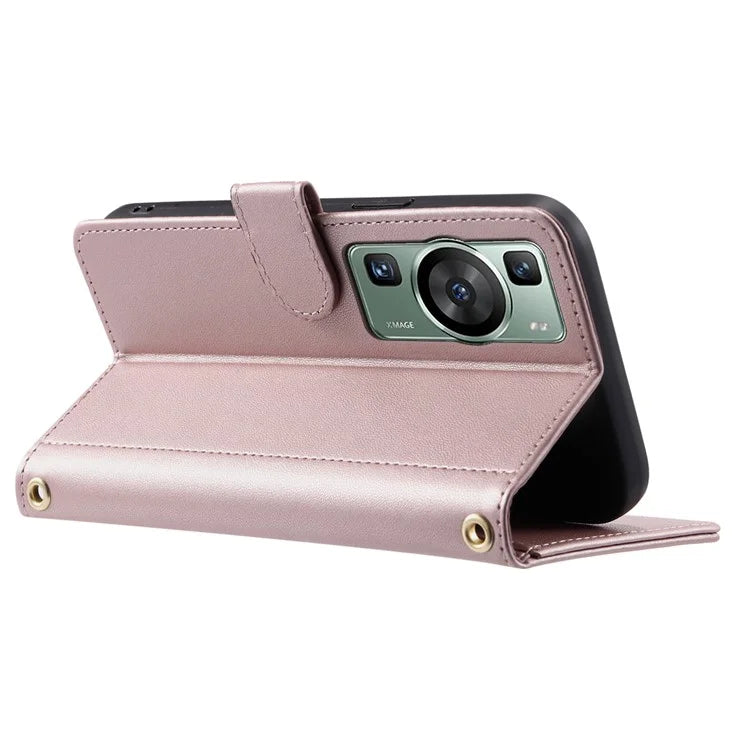 For Huawei P60 / P60 Pro Wallet Case Leather Phone Cover Rhombus Grid Pattern