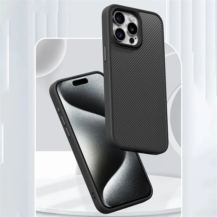 For iPhone 15 Pro Max Case Carbon Fiber Texture Anti-scratch Soft TPU Phone Cover
