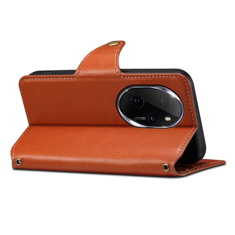 DENIOR For Honor 100 Pro 5G Case PU Leather Phone Wallet Cover with Stand