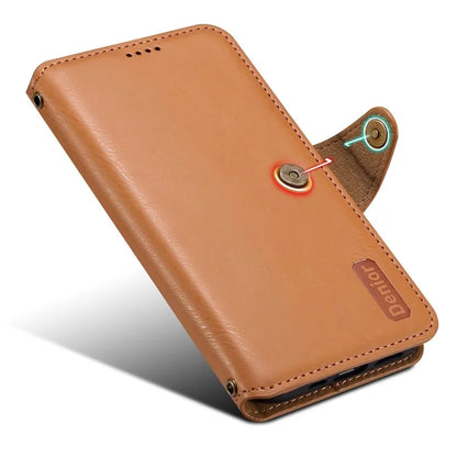 DENIOR For Honor Magic5 Pro Wallet Case Cowhide Texture PU Leather Stand Phone Cover