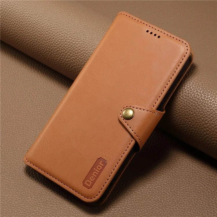 DENIOR For Honor Magic5 Pro Wallet Case Cowhide Texture PU Leather Stand Phone Cover