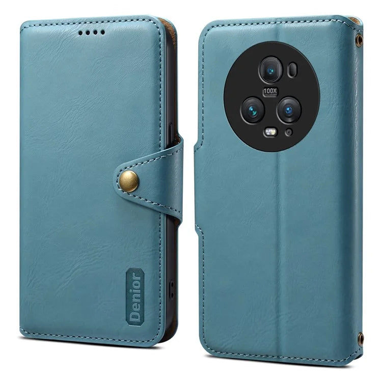 DENIOR For Honor Magic5 Pro Wallet Case Cowhide Texture PU Leather Stand Phone Cover